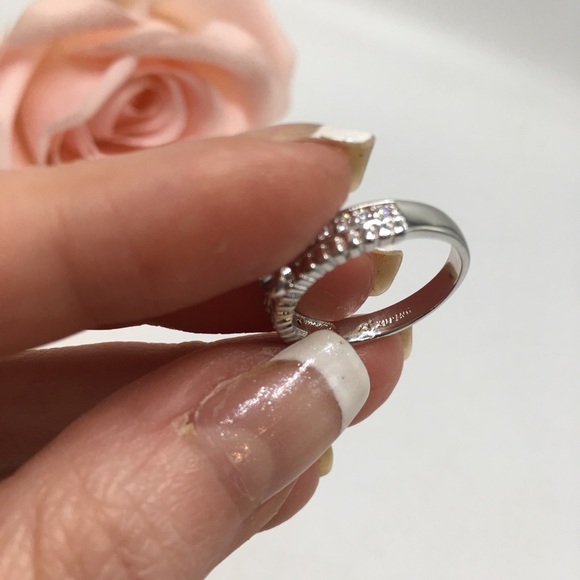 14k white gold plated ring band wedding diamond sz 8 - Picture 8 of 8